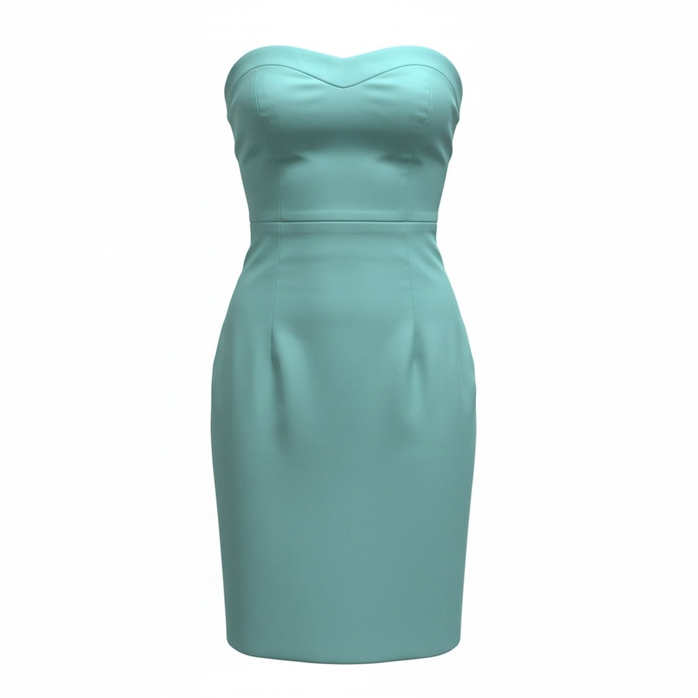 David's Bridal Teal Strapless Dress Size 4